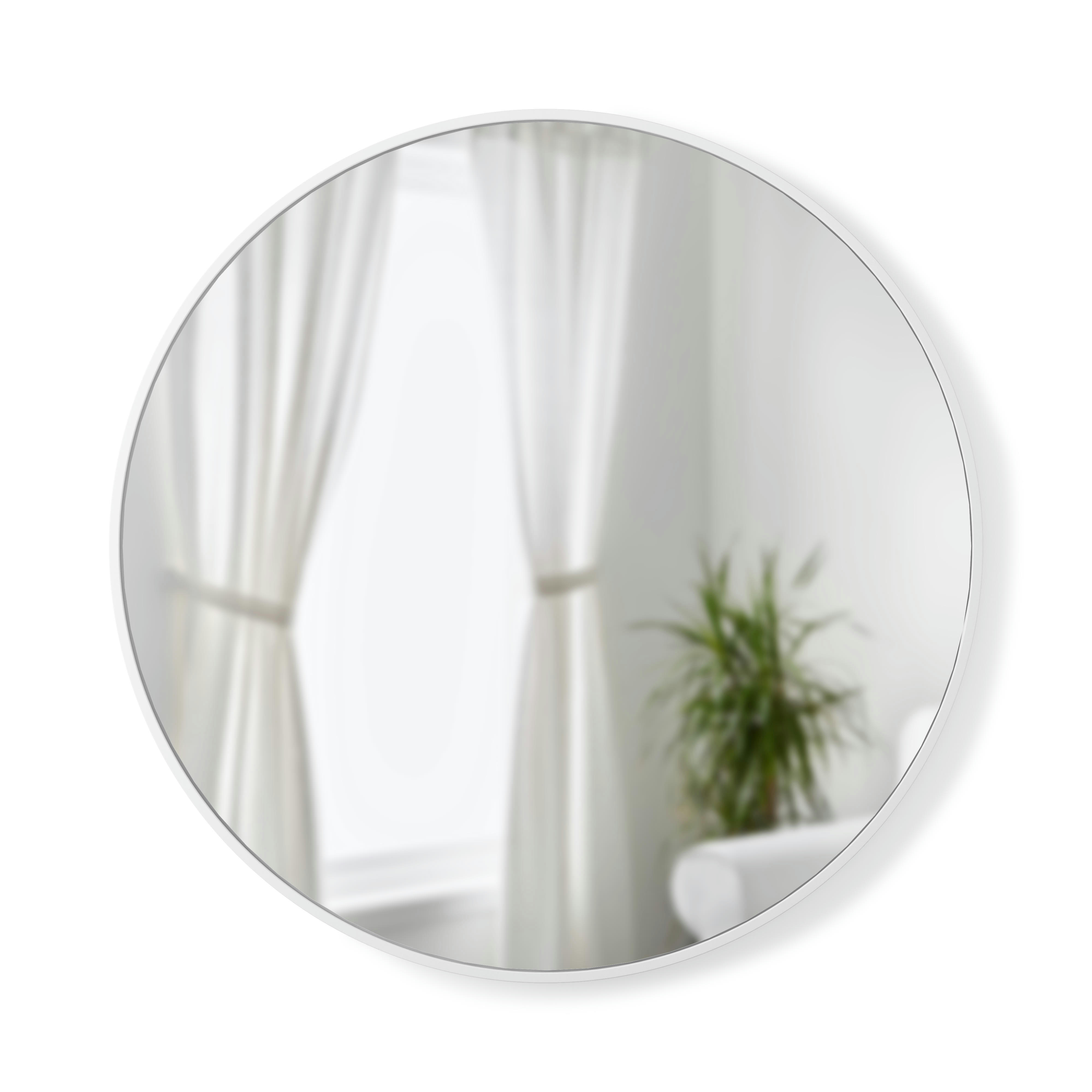 HUB - Miroir mural rond contour en caoutchouc blanc, dia. 94cm