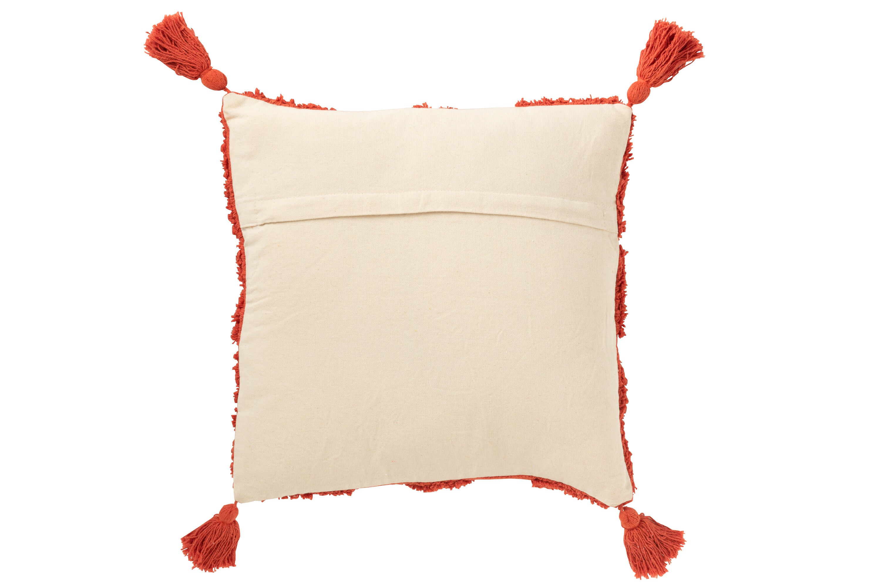 J-Line kussen Getuft + Kwasten - katoen - rood