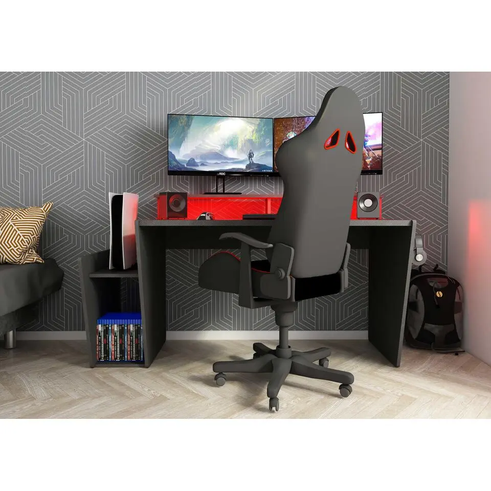 Gaming bureau Yannick 150x70x85cm spaanplaat - antraciet