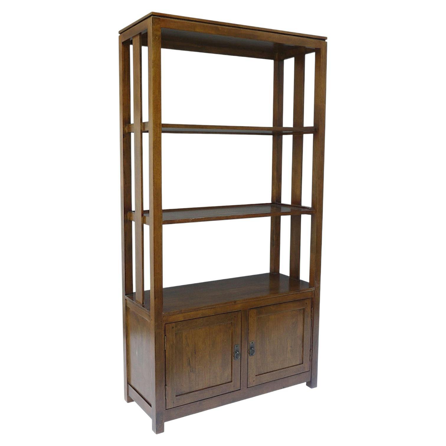 Bibliothèque ouverte Hévéa 2 portes, 3 étages, 100x40x190cm HELENA