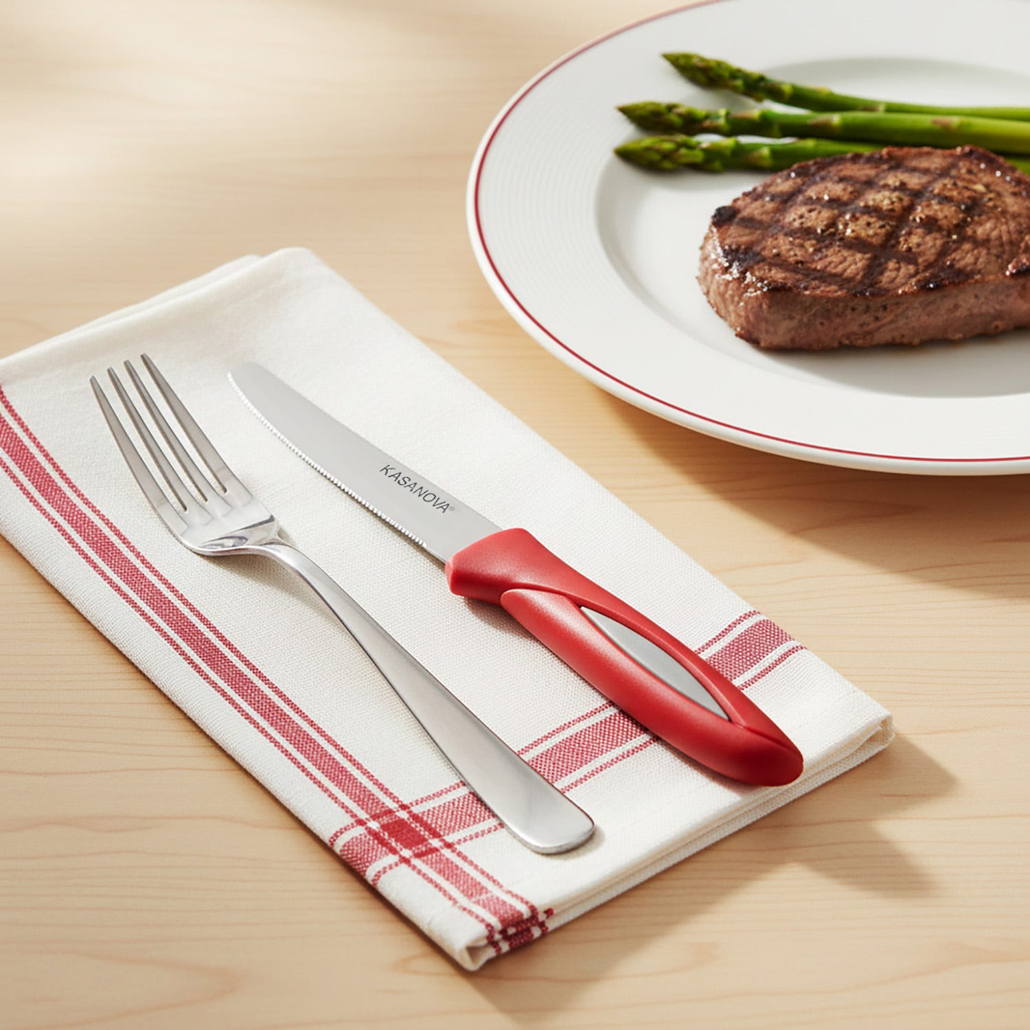 Set 6 coltelli bistecca manico rosso