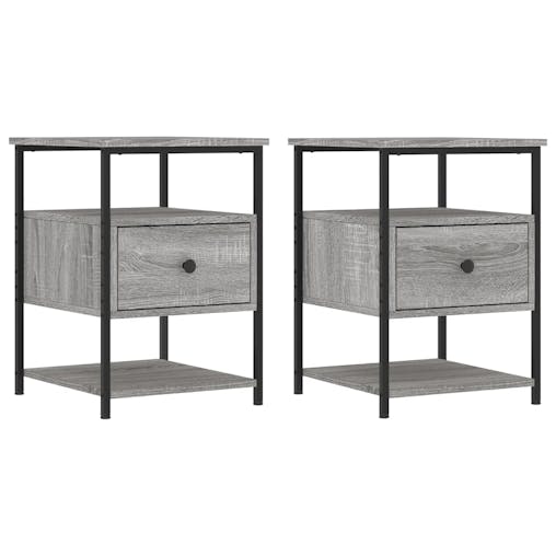 NNEVL Bedside Cabinets 2 pcs Grey Sonoma 40x42x56 cm Engineered Wood