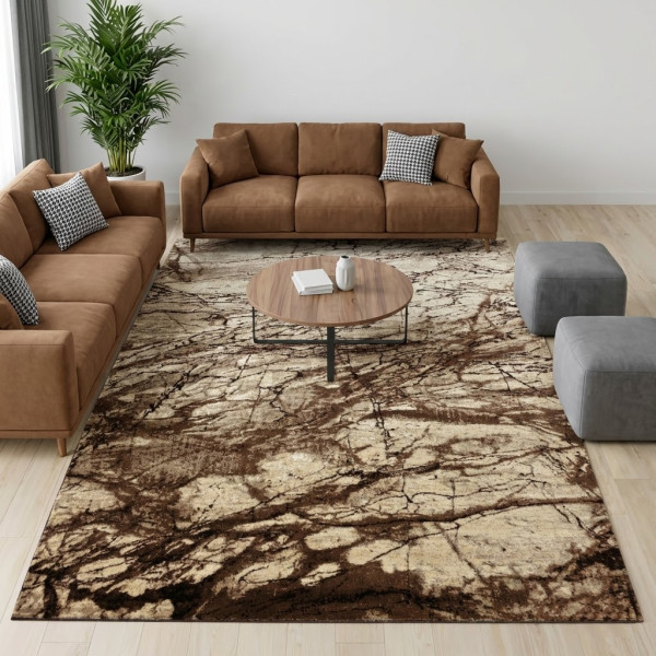 Dywan LISBONA 402 brązowy nowoczesny do salonu pokoju solidny 120x170cm
