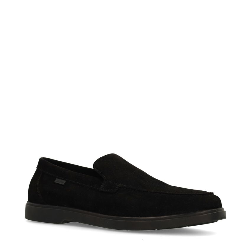 Manfield Zwarte suède loafers