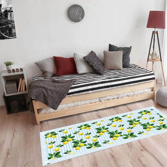 Vinyl Teppich »Fortuna«, BxL:180 cm x 68 cm, blau|weiß|gelb