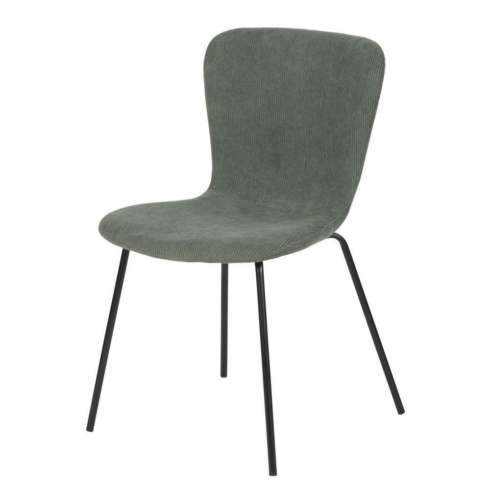 Mira - Chaise en velours côtelé recyclé vert kaki