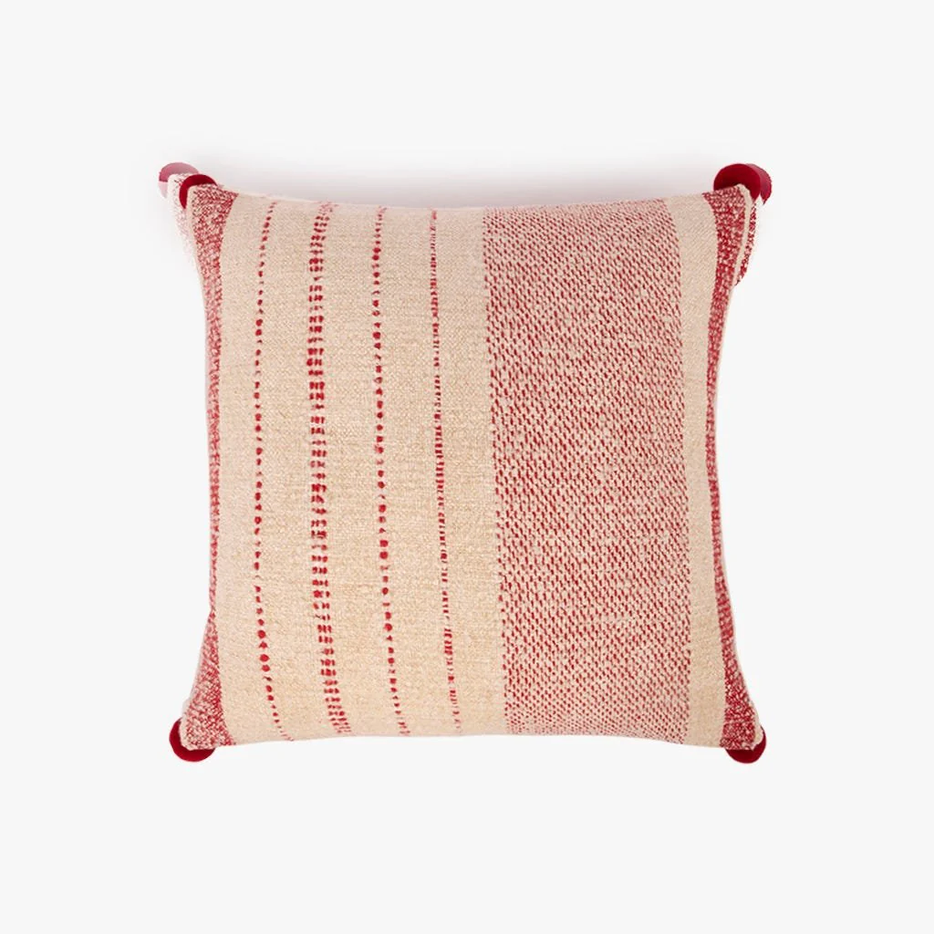 Capa de Almofada Riscas Vermelhas e Branco COZY