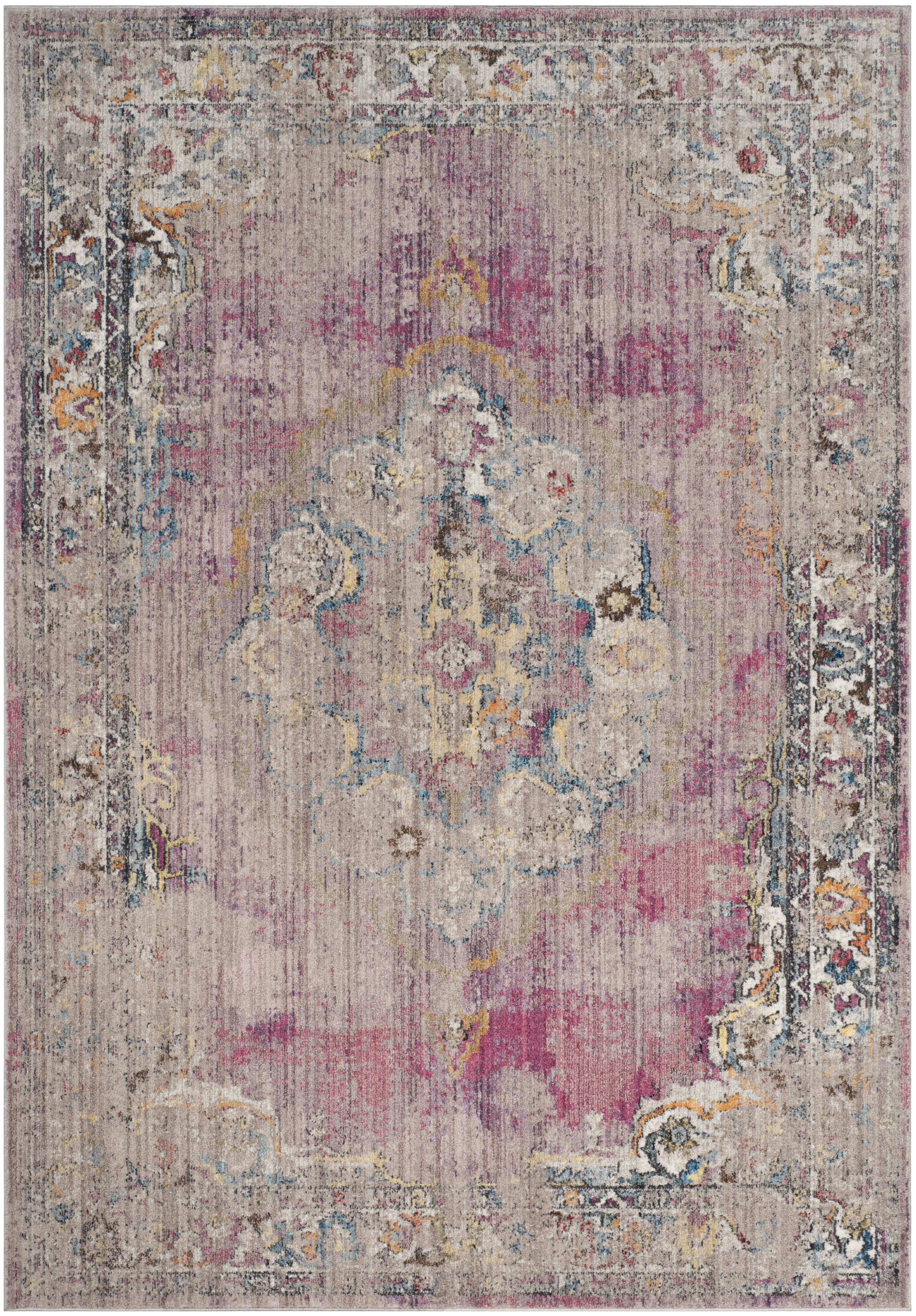 BRISTOL - Tapis de salon interieur en fuchsia & gris clair, 183 x 274 cm