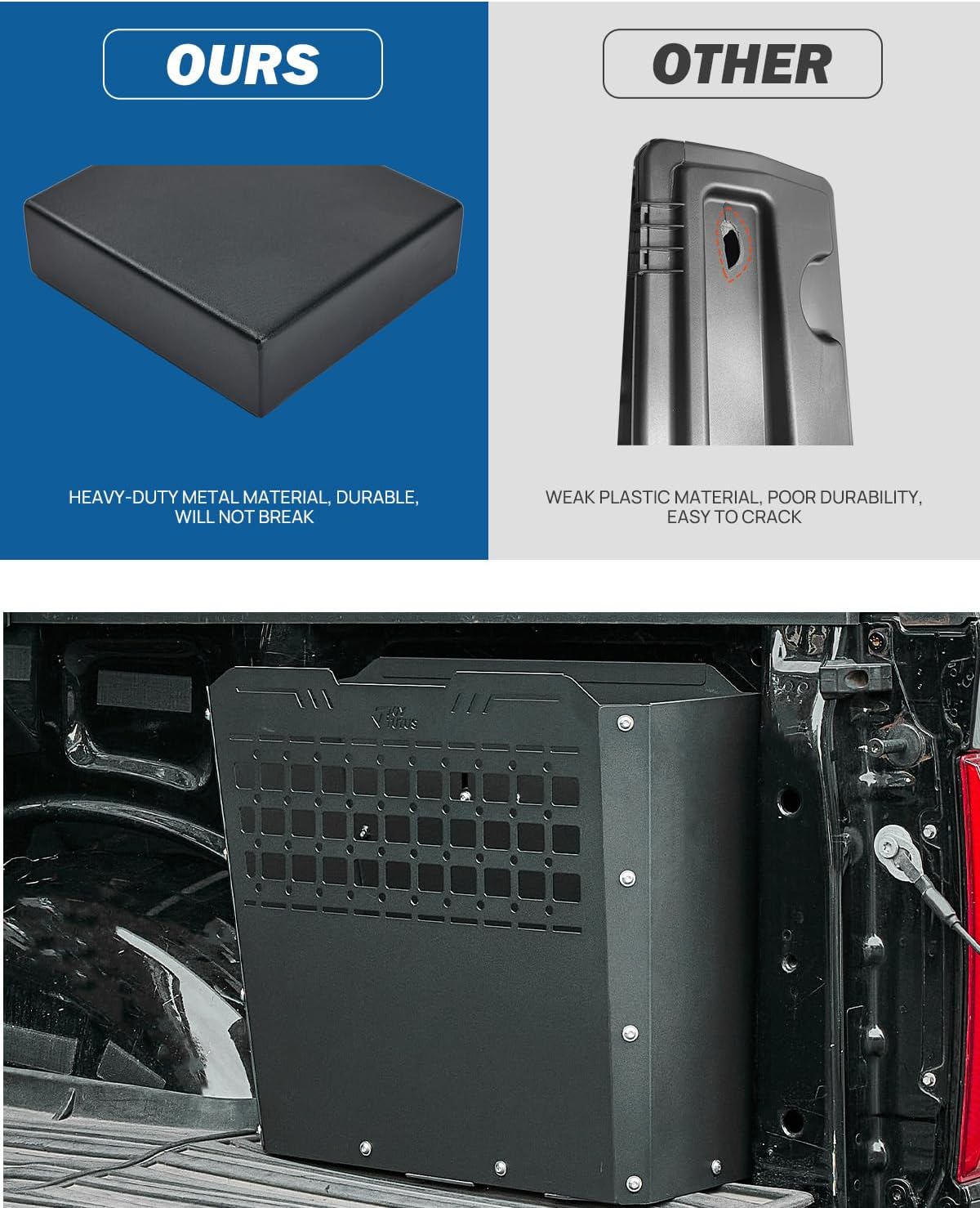 JOYTUTUS Truck Bed Storage Box Compatible with 2015-2026 F150 F250 F350, Heavy-Duty Metal Pickup Tool Box for Truck Bed, 57L Truck Bed Tool Storage Box Toolboxes, Side Tool Box Toolbox Cargo Box