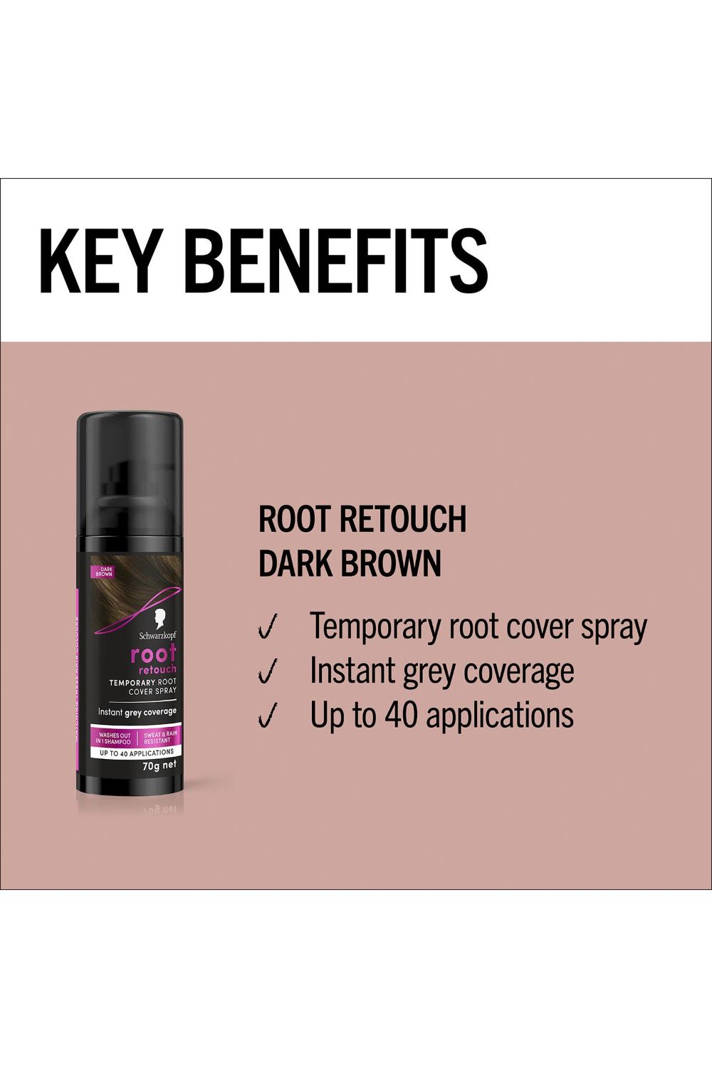 Schwarzkopf Root Retouch 'Root Cover Spray' Dark Brown 70g 3 Pack