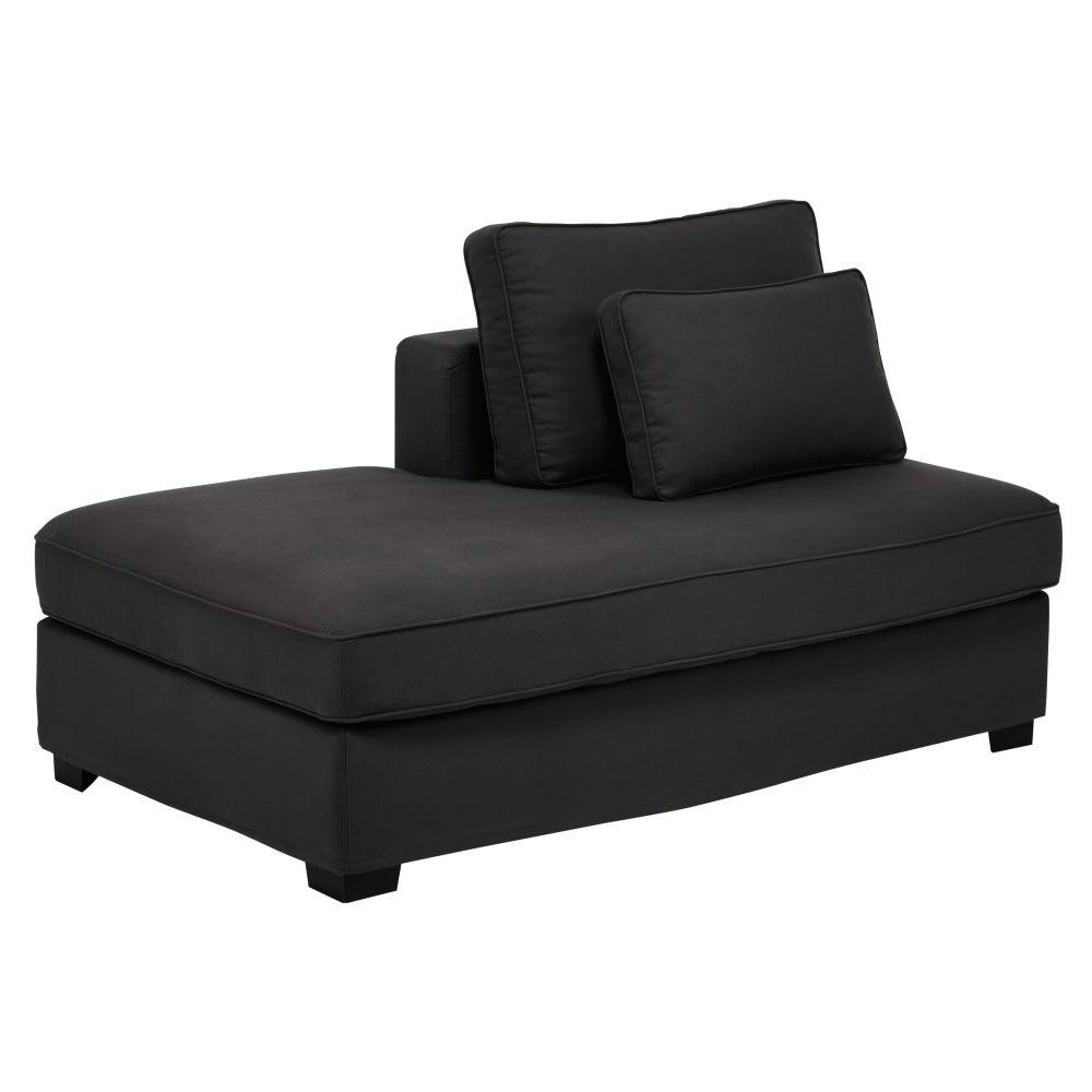 Milano - Méridienne gauche pour canapé modulable en toile gris ardoise