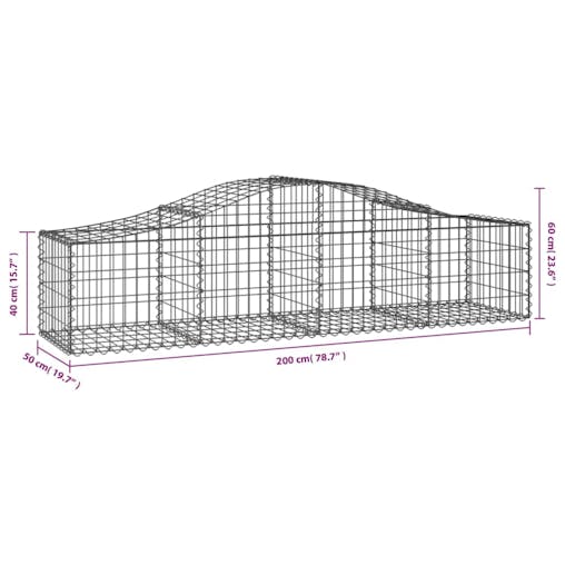 NNEVL Arched Gabion Basket 200x50x40/60 cm Galvanised Iron