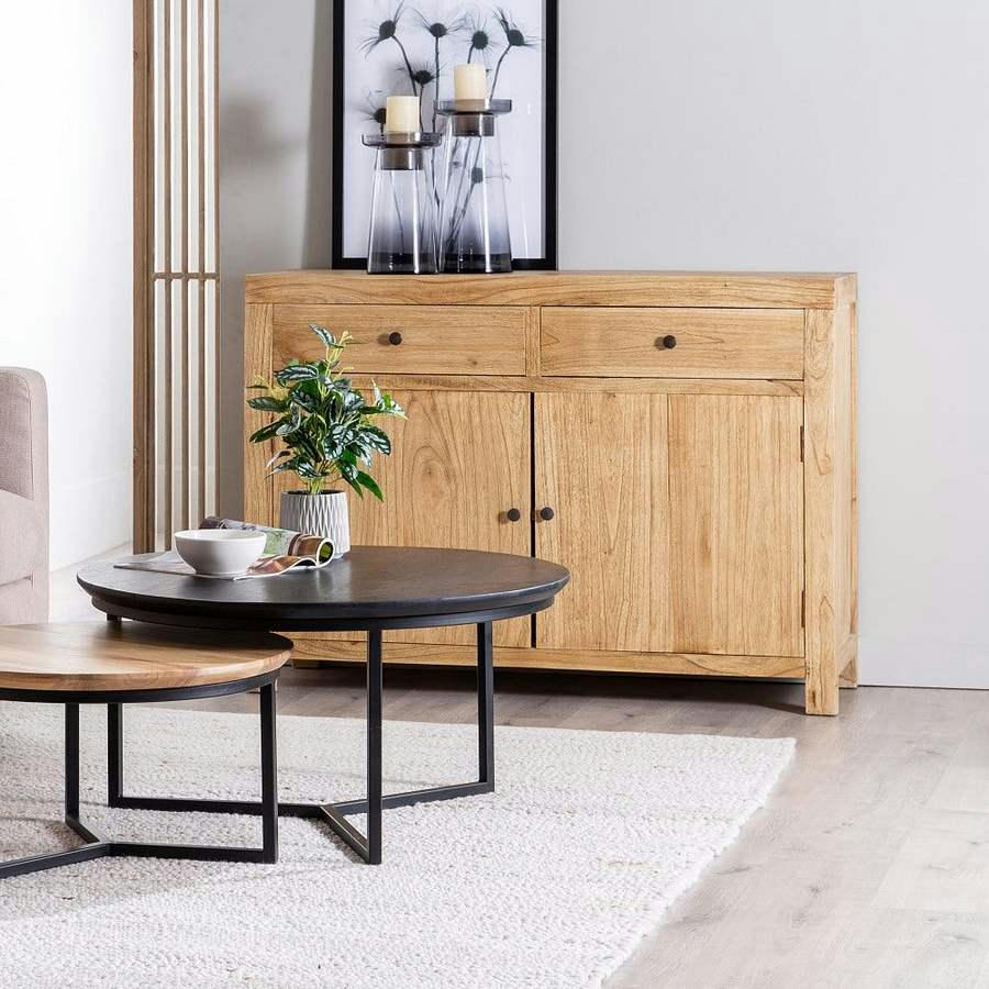 - Buffet en bois naturel 120x40x85 cm