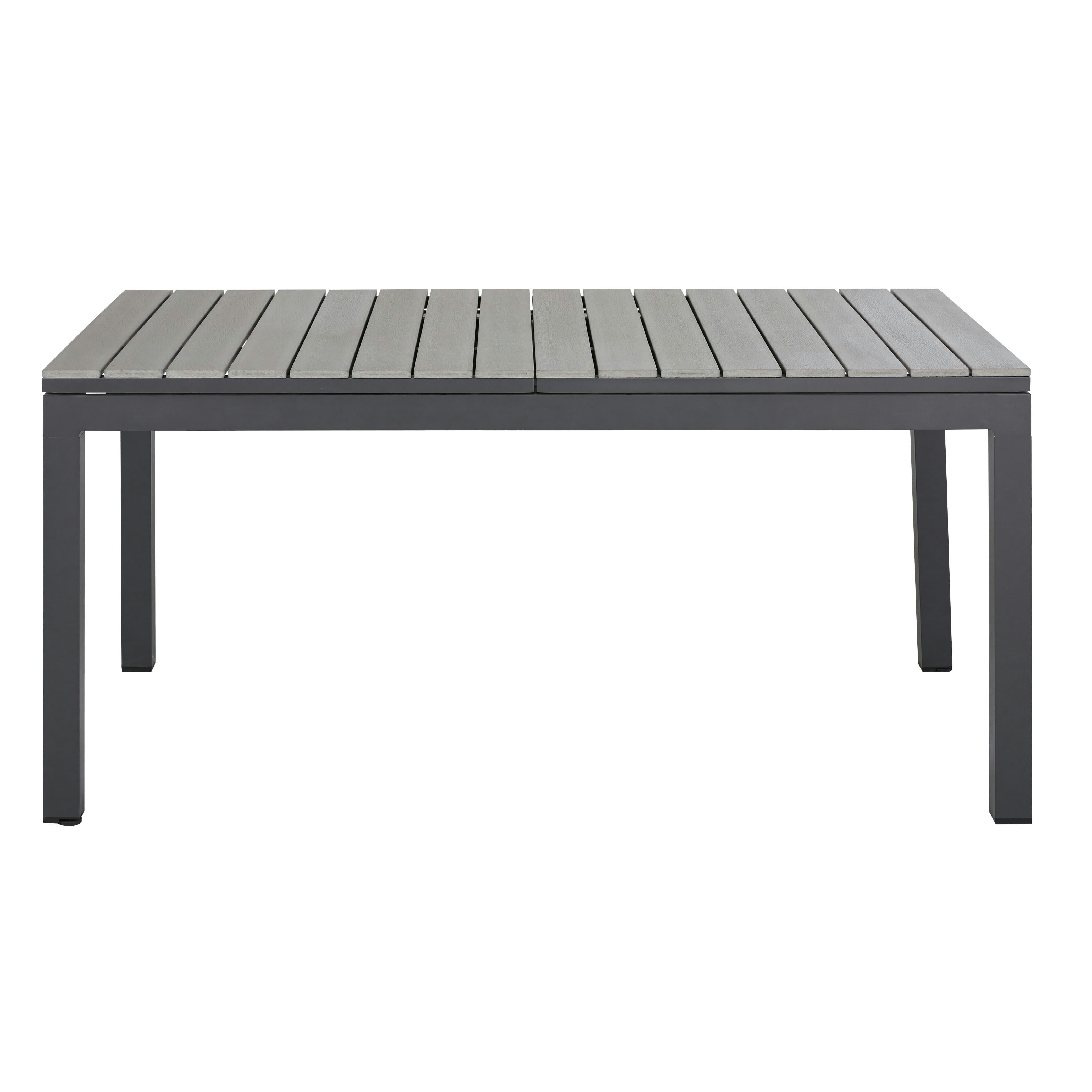 - Table de jardin extensible en aluminium imitation bois gris clair et gris anthracite 6/8 personnes