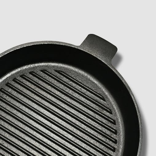SOGA 26cm Round Ribbed Cast Iron Frying Pan Skillet Steak Sizzle Platter with Handle