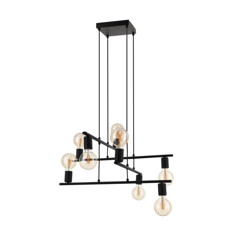 Suspension Mezzana noire E27 8 x 40 W EGLO