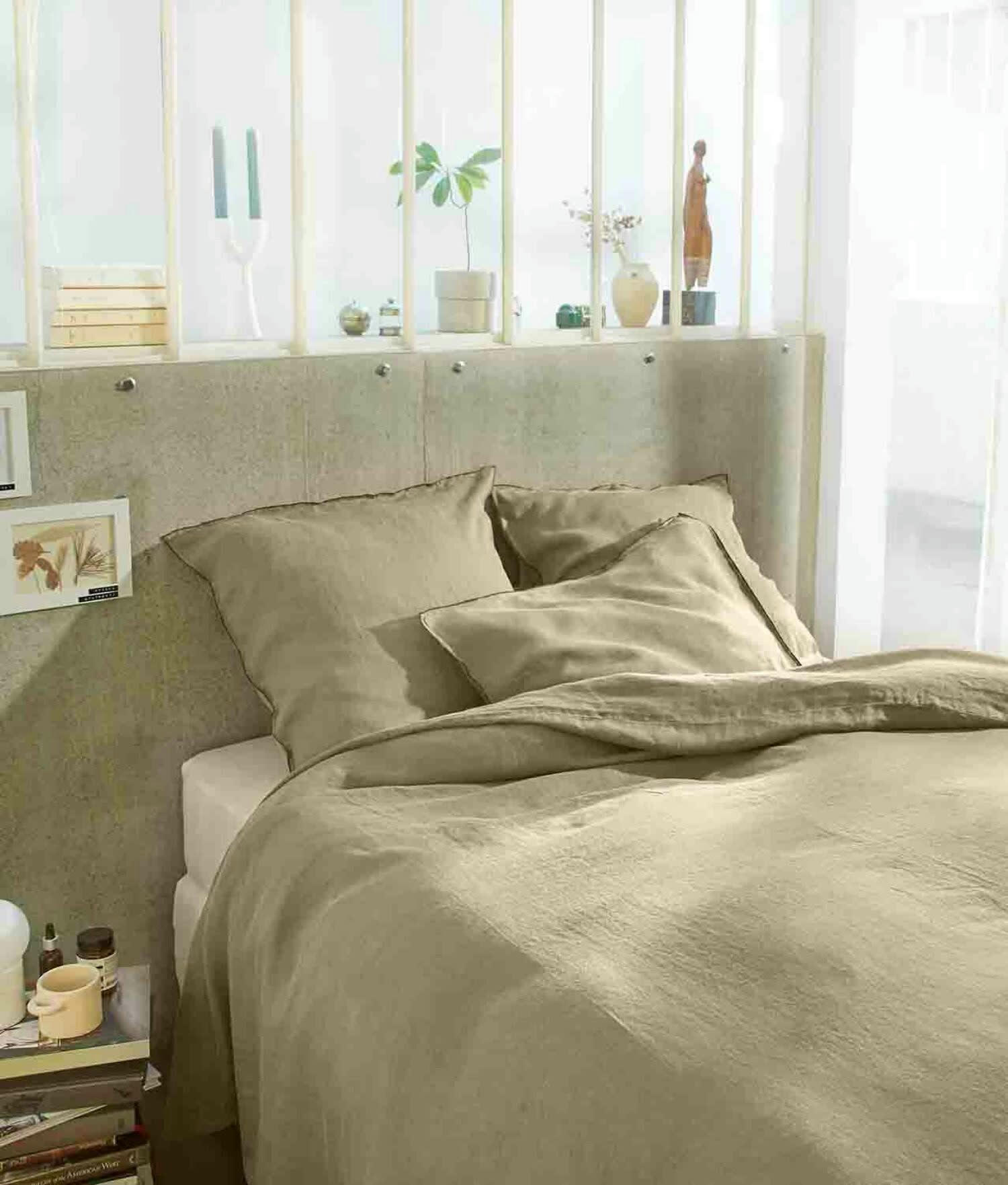 LATTE - Taie d'oreiller lin lave beige 65x65 cm