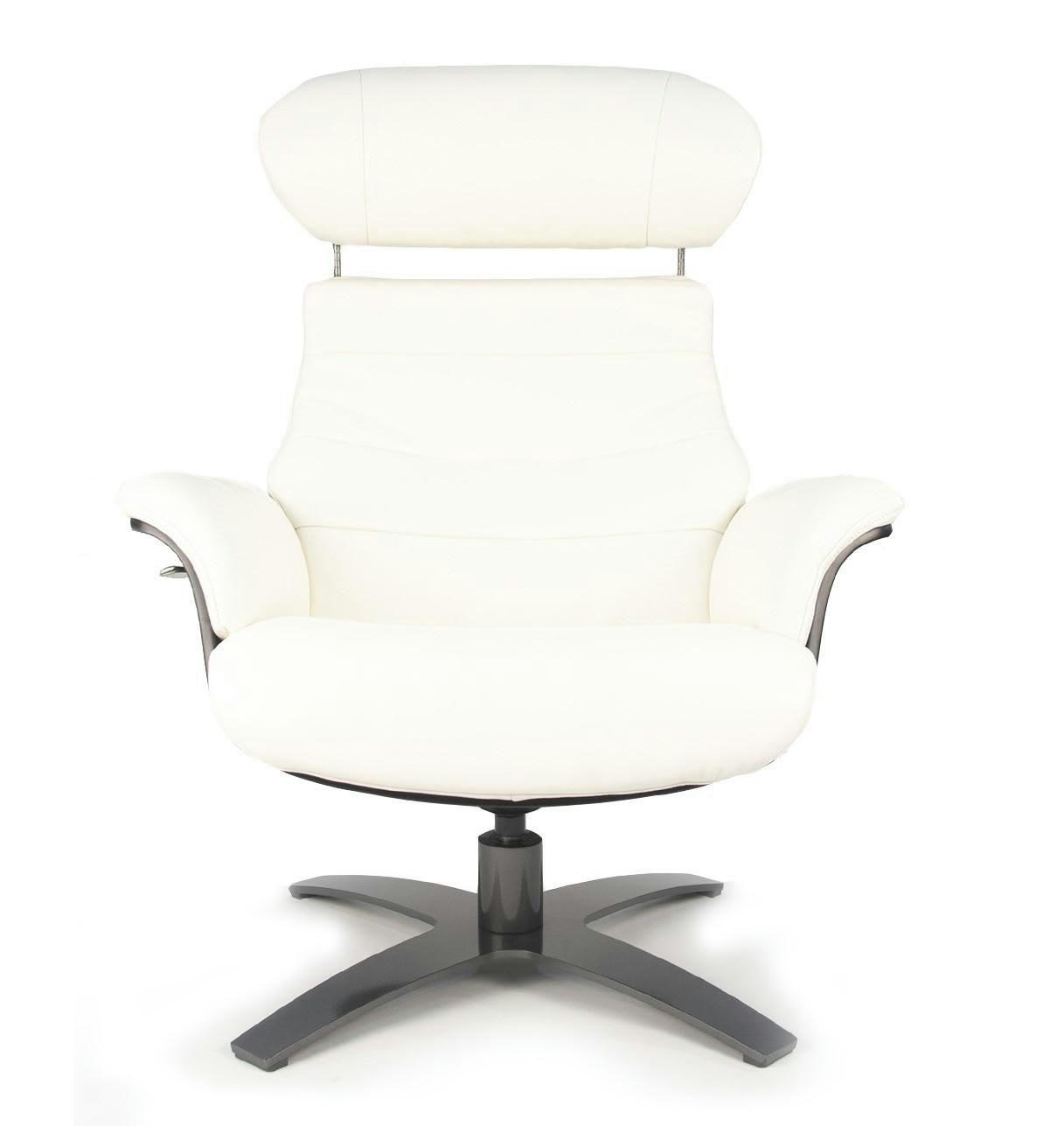 VÉGA - Fauteuil en cuir et bois noir - Cuir Blanc