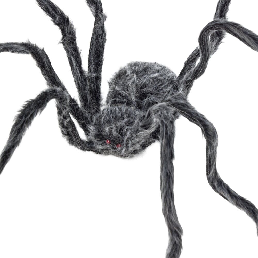 Araignée XXL Halloween lumineuse et poilue noire L230cm