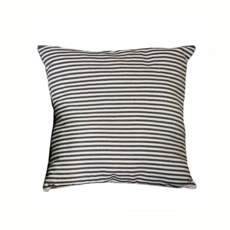 TANGER - Housse de coussin en coton à rayures noir et blanc 40 x 40