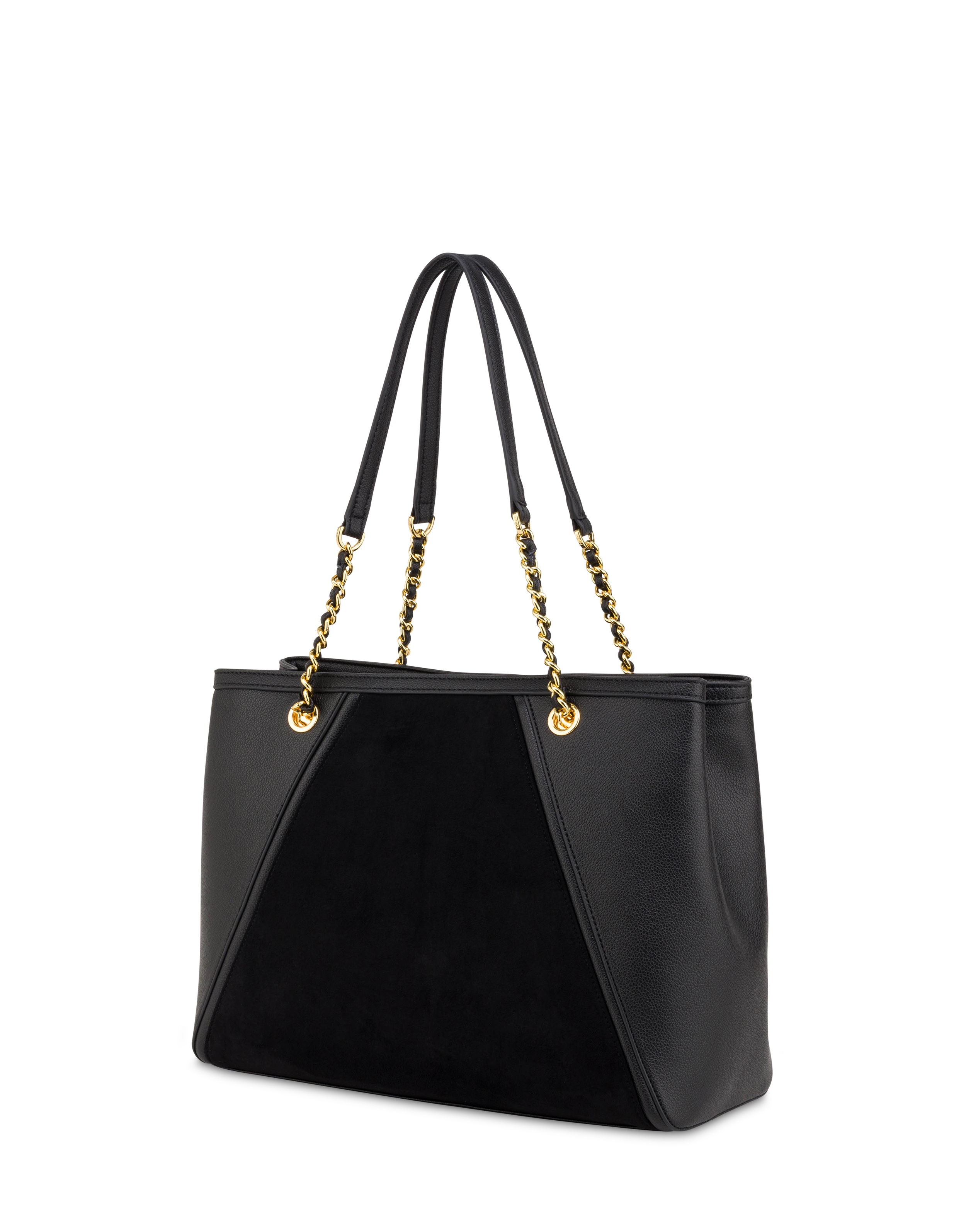 Shopping Bag Frame In Mini Grained Pu E Fabric Suede Nero/nero
