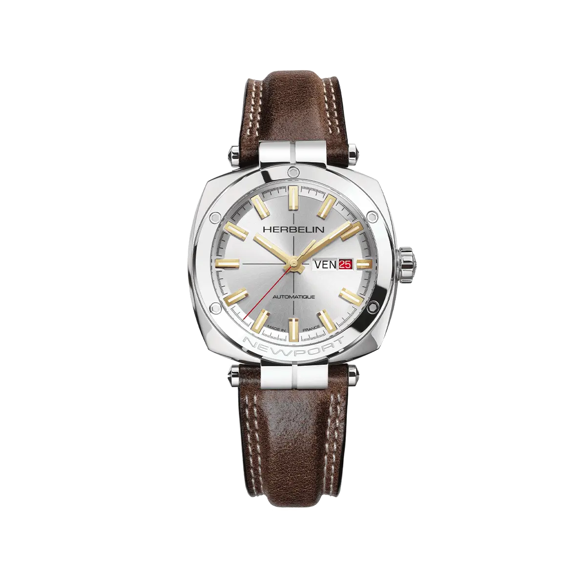 NEWPORT – HÉRITAGE AUTOMATIQUE – ACIER & CUIR BRUN