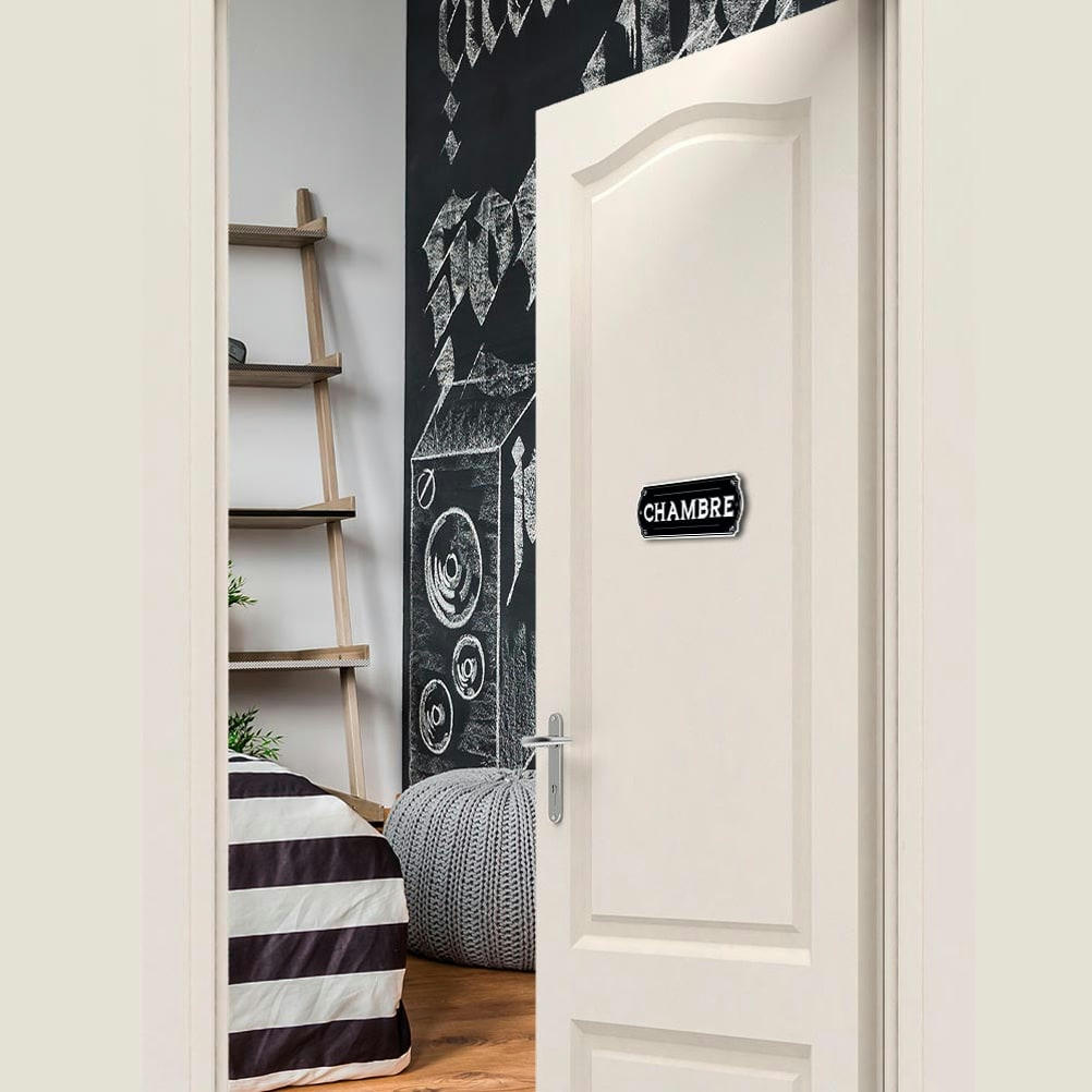 CHAMBRE - Plaque de porte chambre en métal 19x7,5cm
