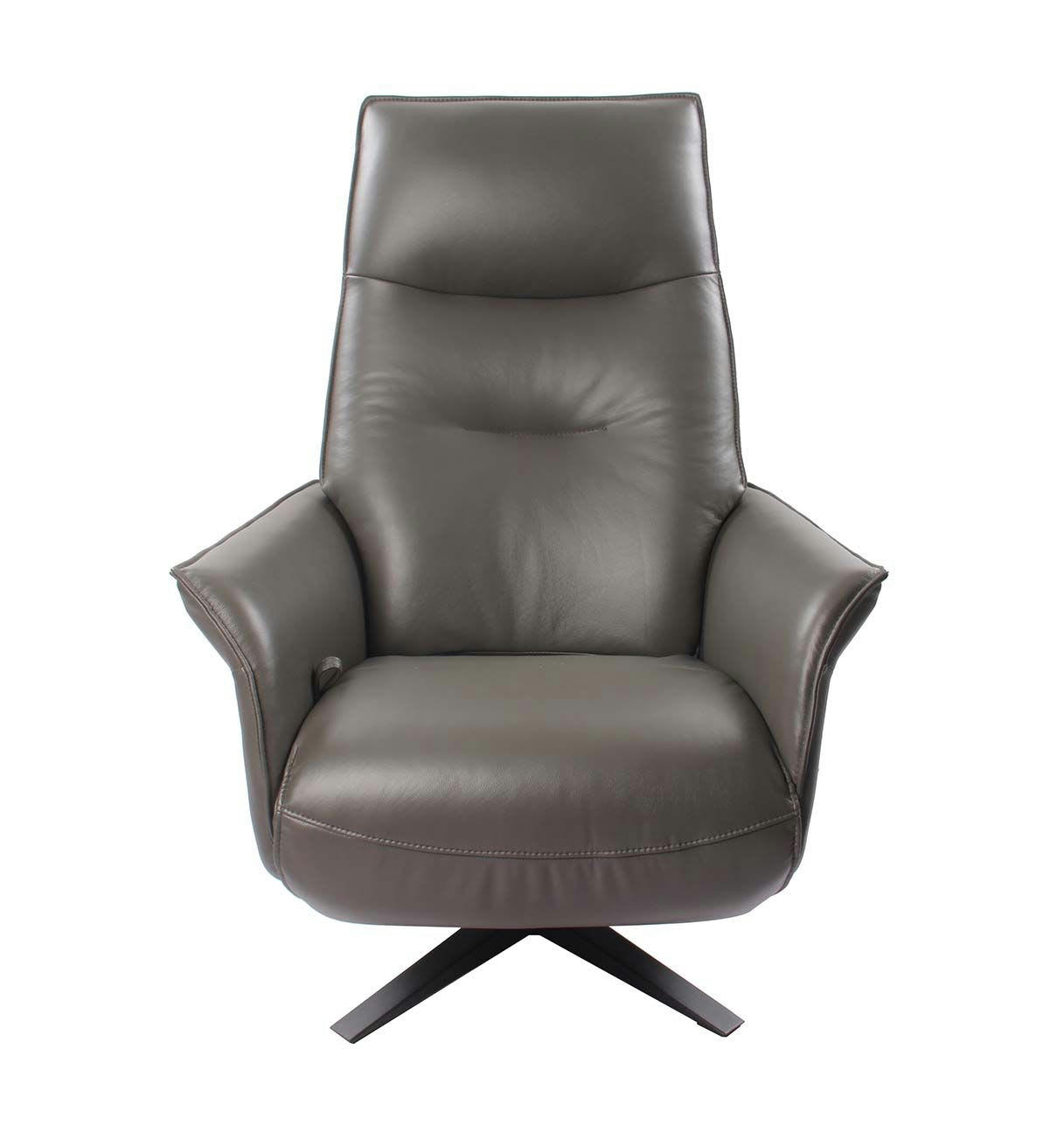 SATURNE - Fauteuil de Relaxation Manuel Design - Cuir Anthracite