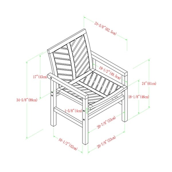 Middlebrook Acacia Wood Chevron Patio Chair, Set of 2