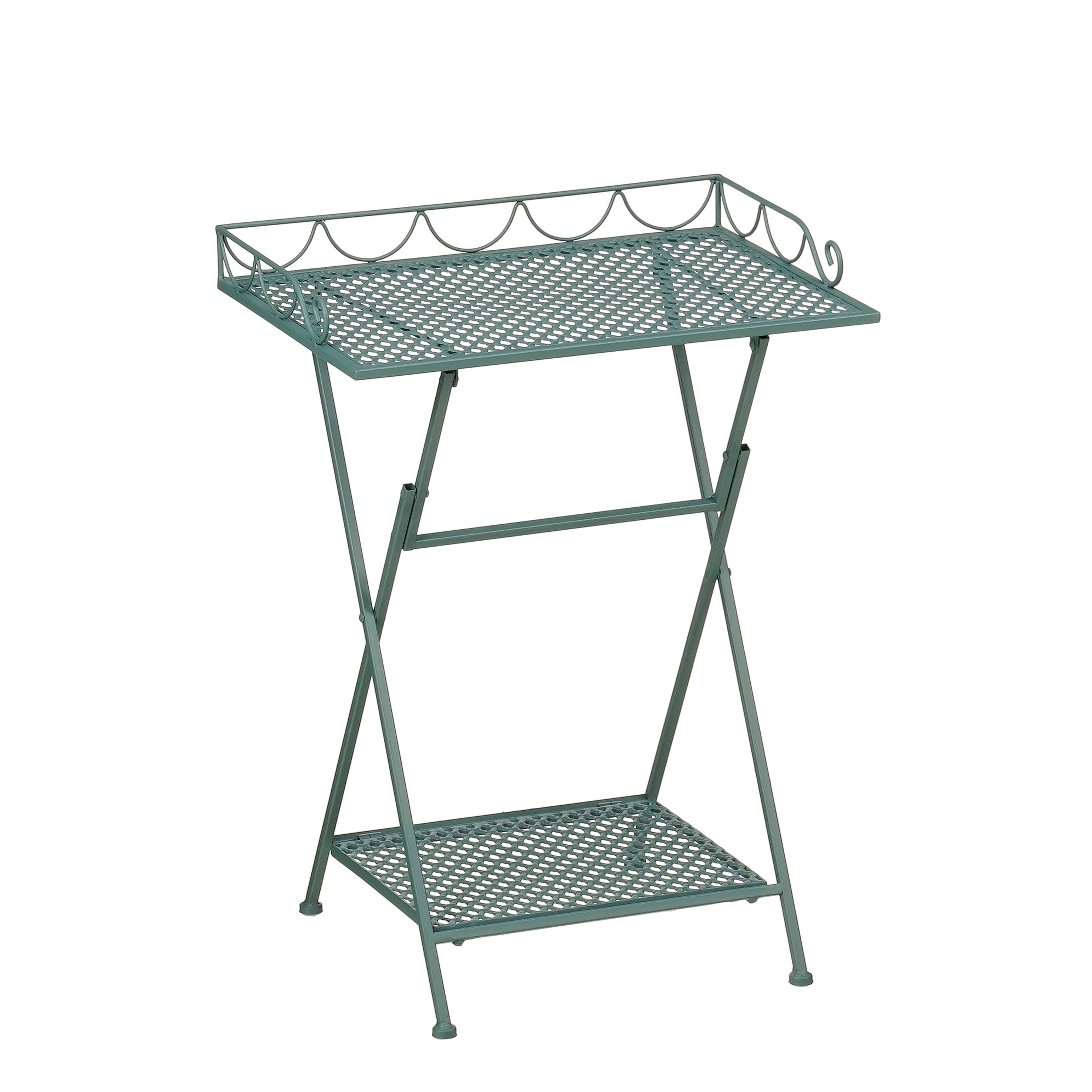 Mica Decorations Marseille Tuintafel - Plantenrek 50 x 38 x 68 cm - Tuintafeltje Bijzettafeltje - Tuintafeltje Weerbestendig IJzer - Tafeltje voor