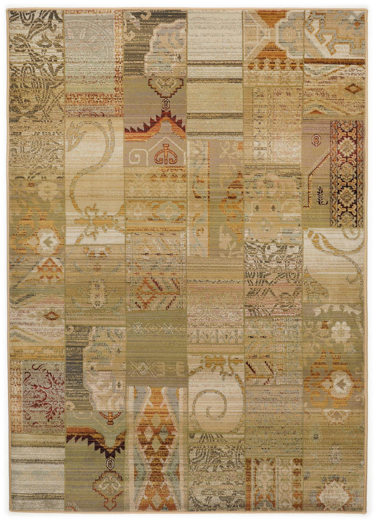 GABIRO - Tapis vintage patchwork tissé machine - Beige 240x340 cm