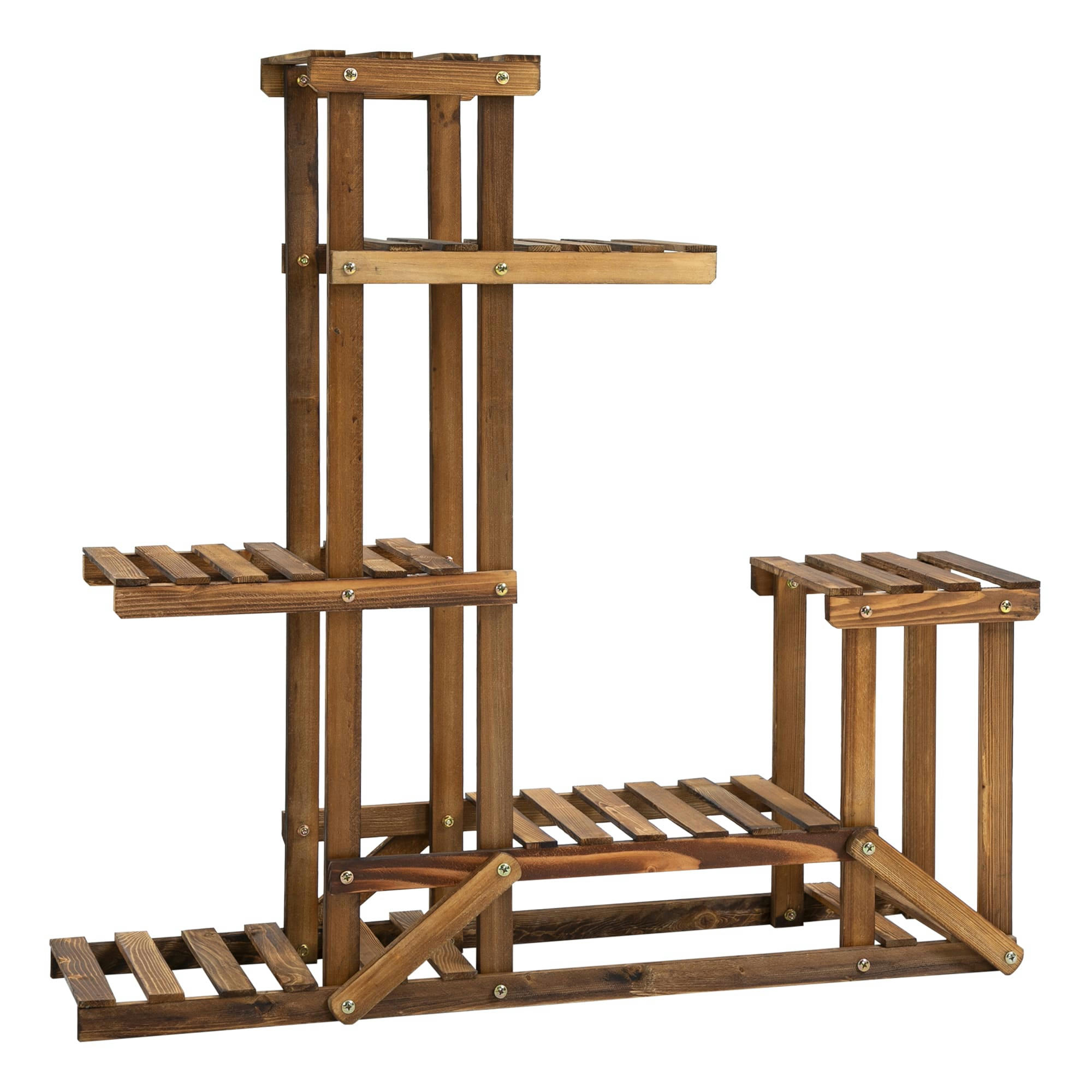 - Étagère à fleurs 6 tablettes bois de sapin traité carbonisation