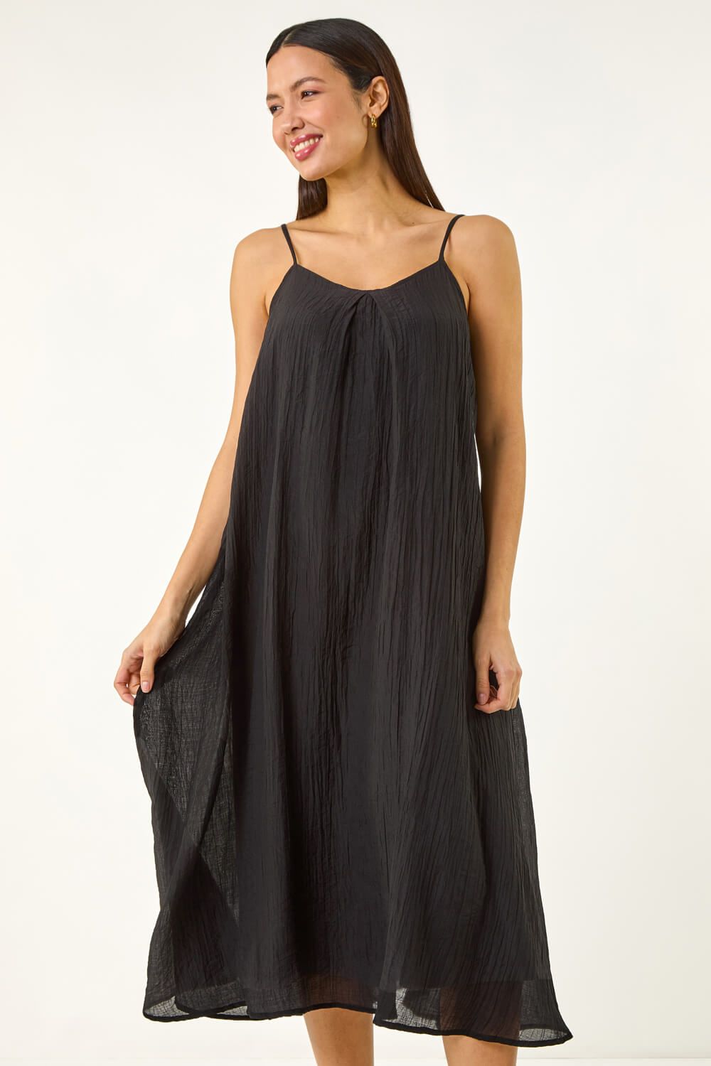Roman Textured Pleat Midi Dress