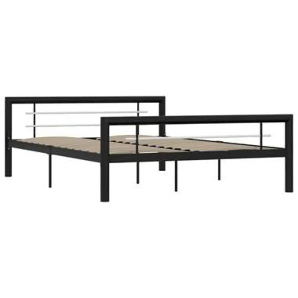 vidaXL - Bed frame - Zwart en wit - Metaal - 140x200 cm