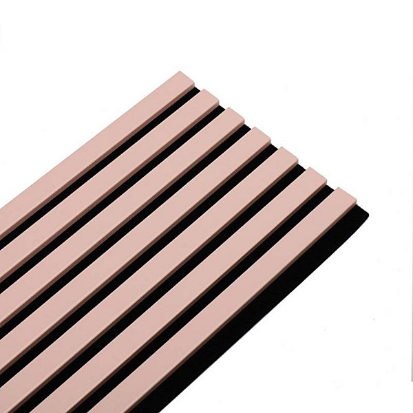 Mur TV - Lot de 7 Panneaux tasseaux bois 250 x 30 x 1,9 cm - rose pastel/feutrine noir - 5,25m²