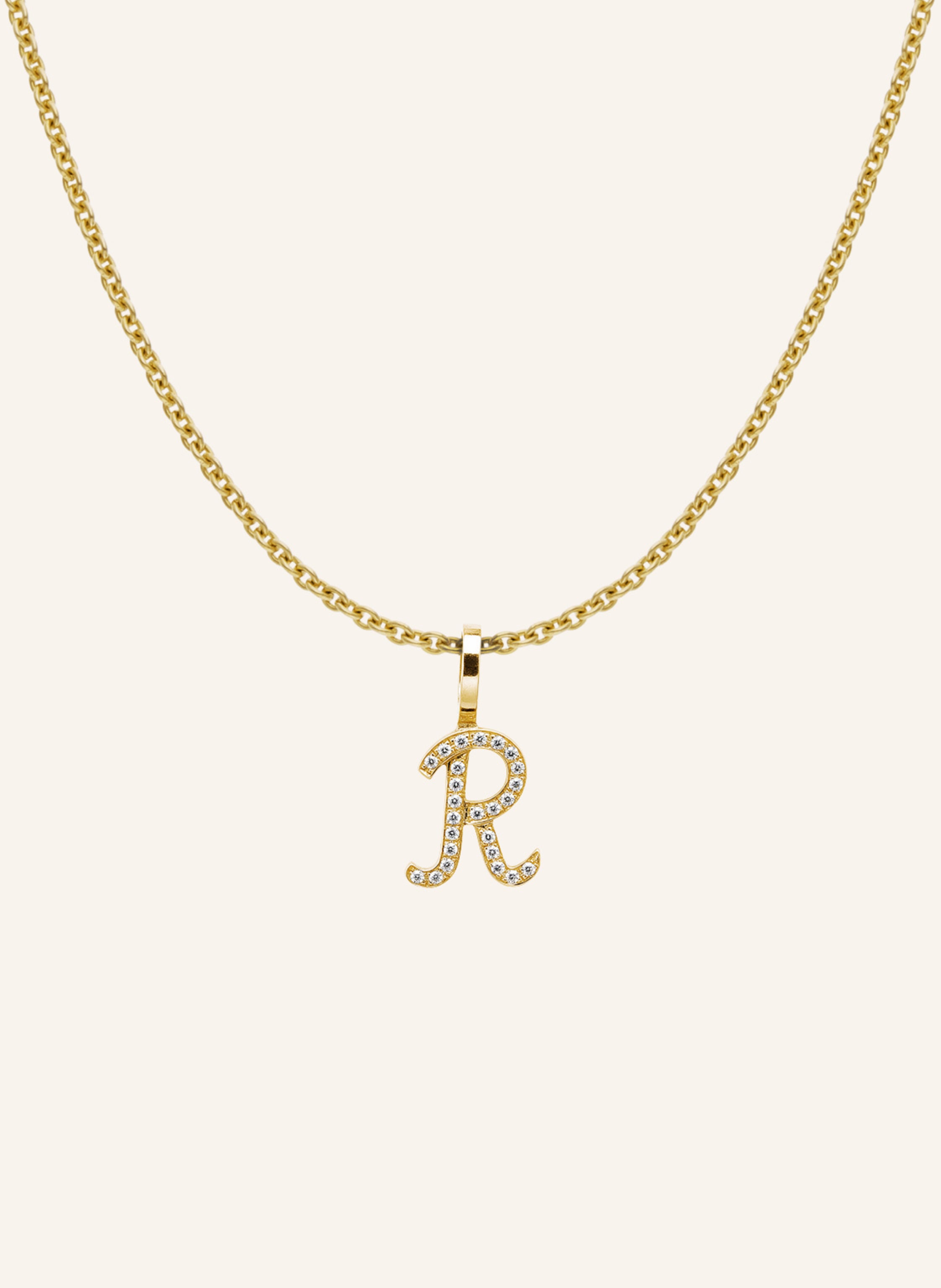 CADA Kette TINY DIAMOND LETTER R