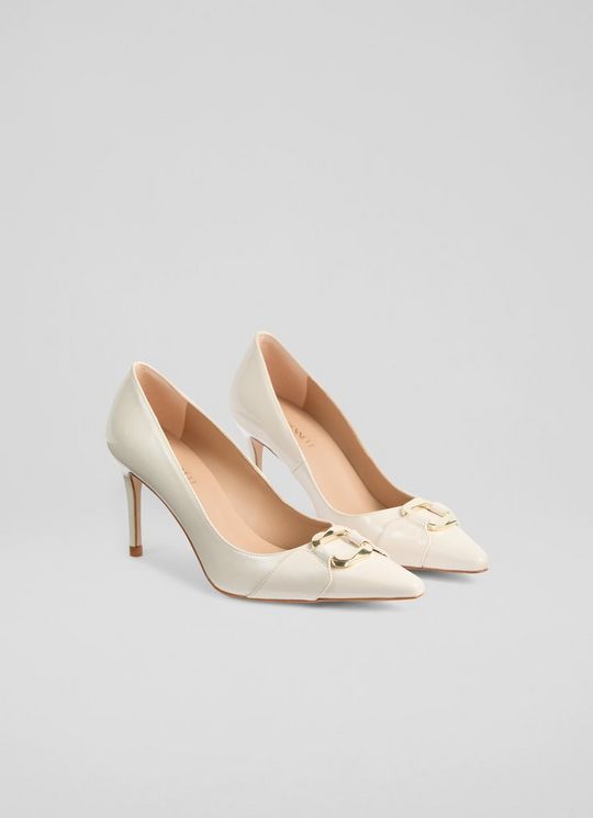 Thelma Ecru Smooth Patent Oloid Courts