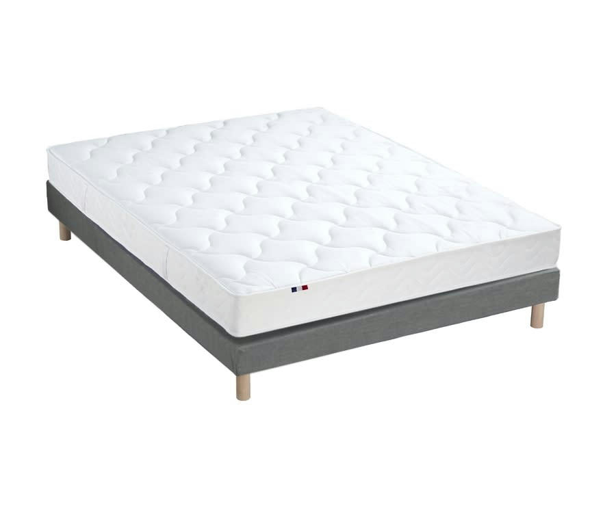 ENSEMBLE ALTO - Ensemble matelas mousse ferme sommier gris 140x190