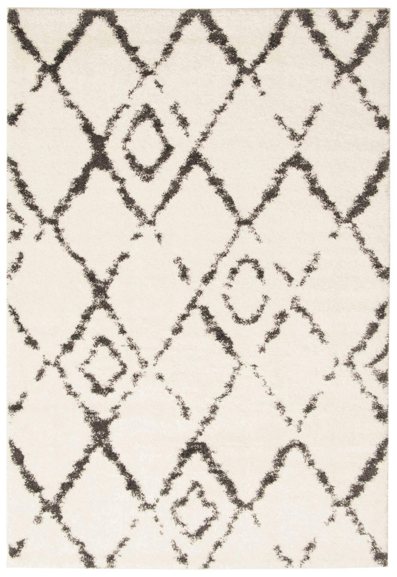 ECARPET Pandora Indoor Geometric Area Shag Rug, Ivory, Assorted Sizes