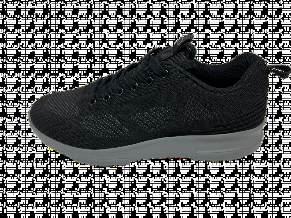 Outbound Men's Knit Casual Flyknit Laced Shoe with Removable Insole, Black Pattern
