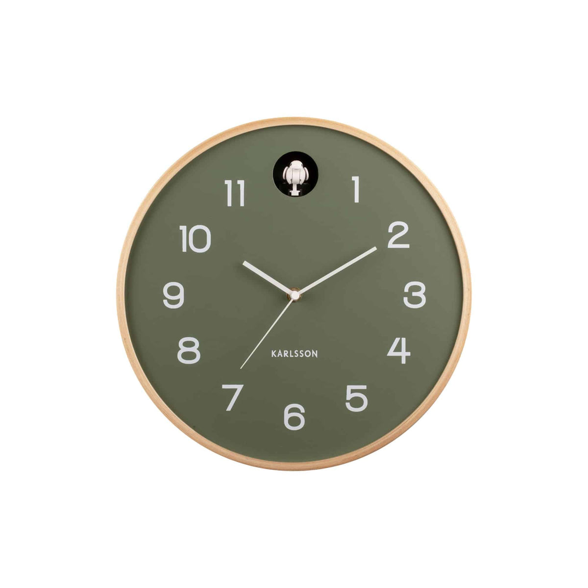 Karlsson wandklok Natural Cuckoo - groen - Ø31.5cm