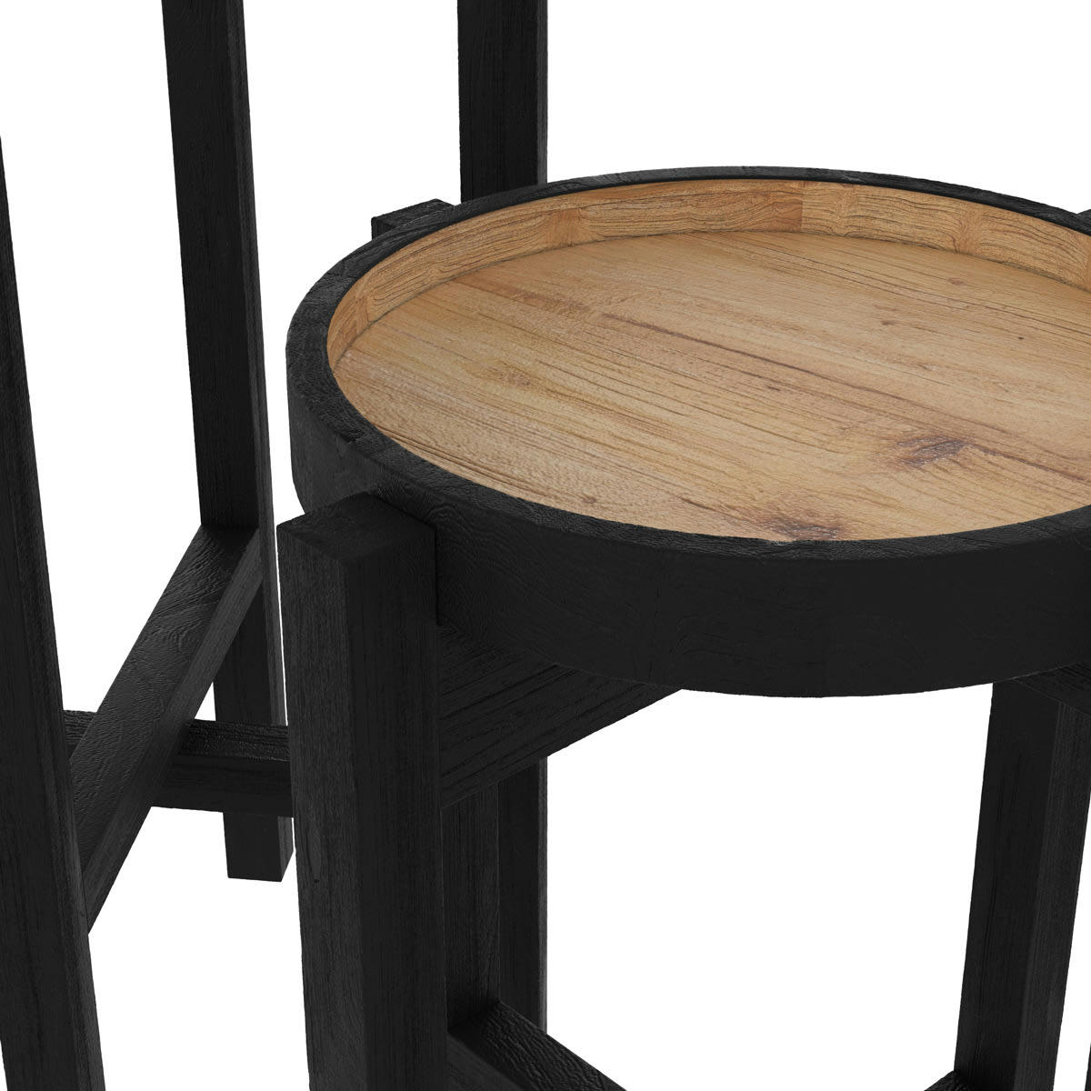 GHIBLI - Supports de plantes rondes en bois de teck recyclé (lot de 2)