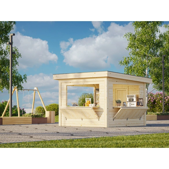 Marktstand »Lenna Set 306«, B x H x L: 300 x 245 x 300 cm, Braun, tauchgrundiert