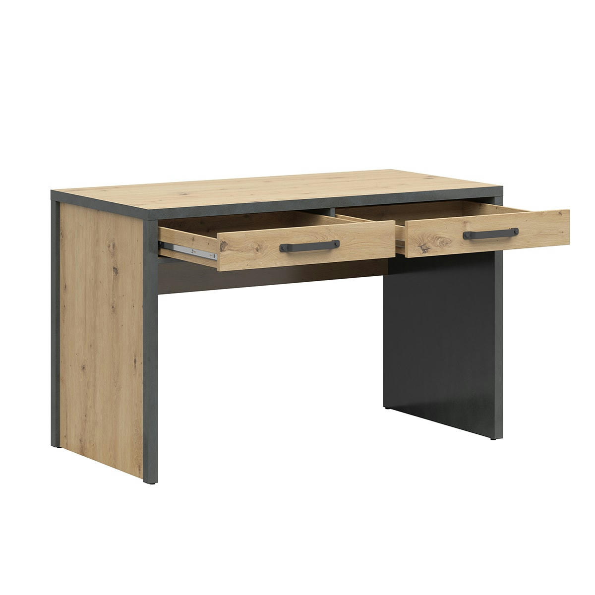 - Bureau 2 tiroirs stratifiés naturel et gris