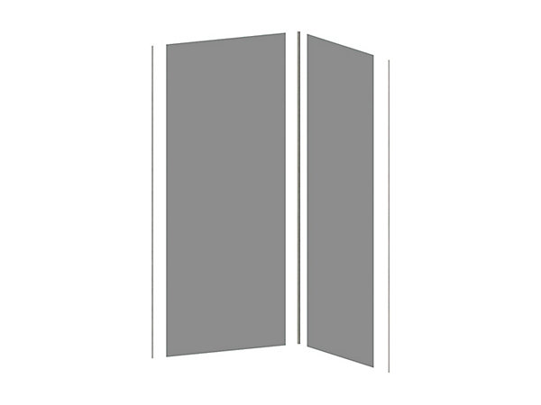 Lot de 2 panneaux muraux de douche gris en aluminium avec profilés - L90 x L120 x H210 cm - ITZIAR