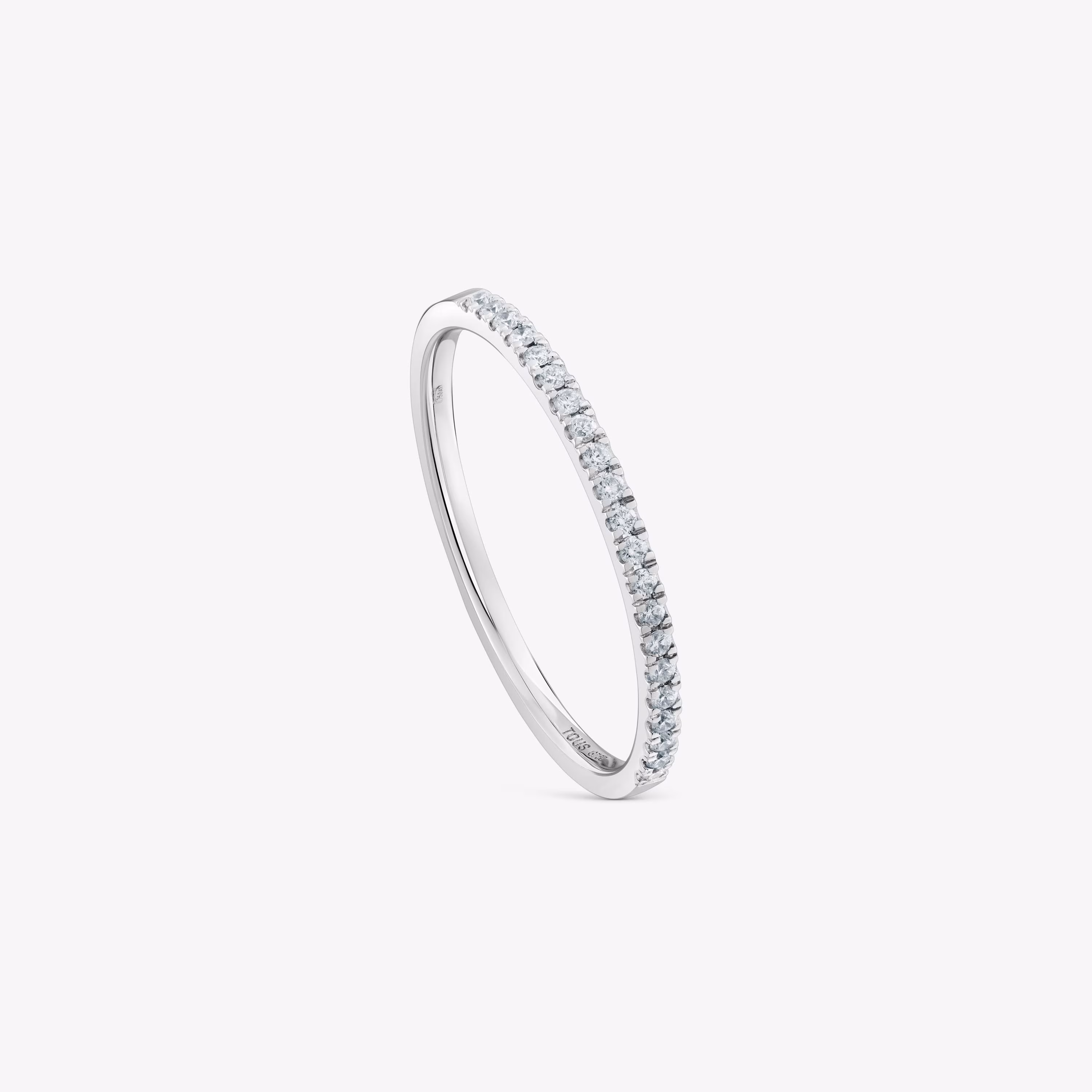 Anillo media alianza pequeña de oro blanco con diamantes Les Classiques