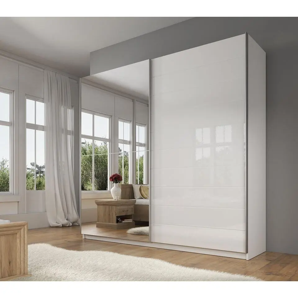 Meubella - Kledingkast Mariah - Wit - 217 cm - Met spiegel