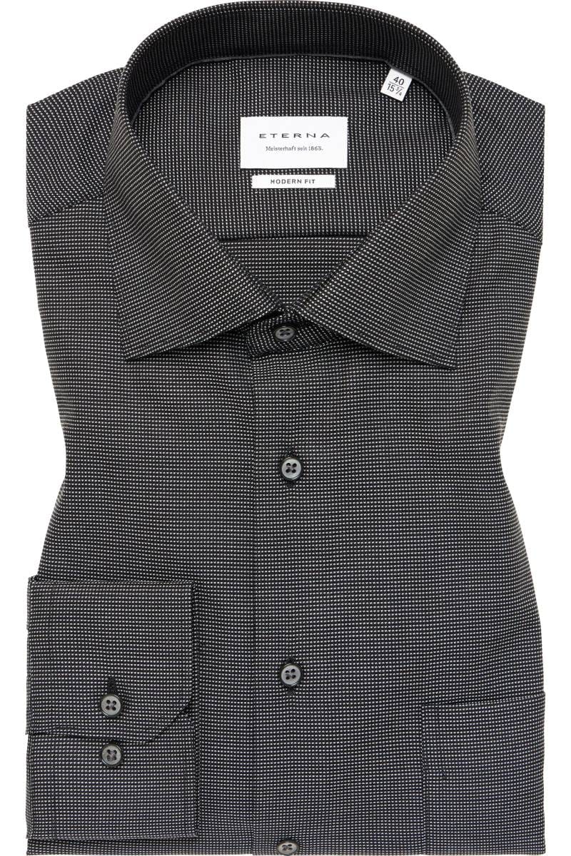 ETERNA Modern Fit Hemd schwarz, Strukturiert