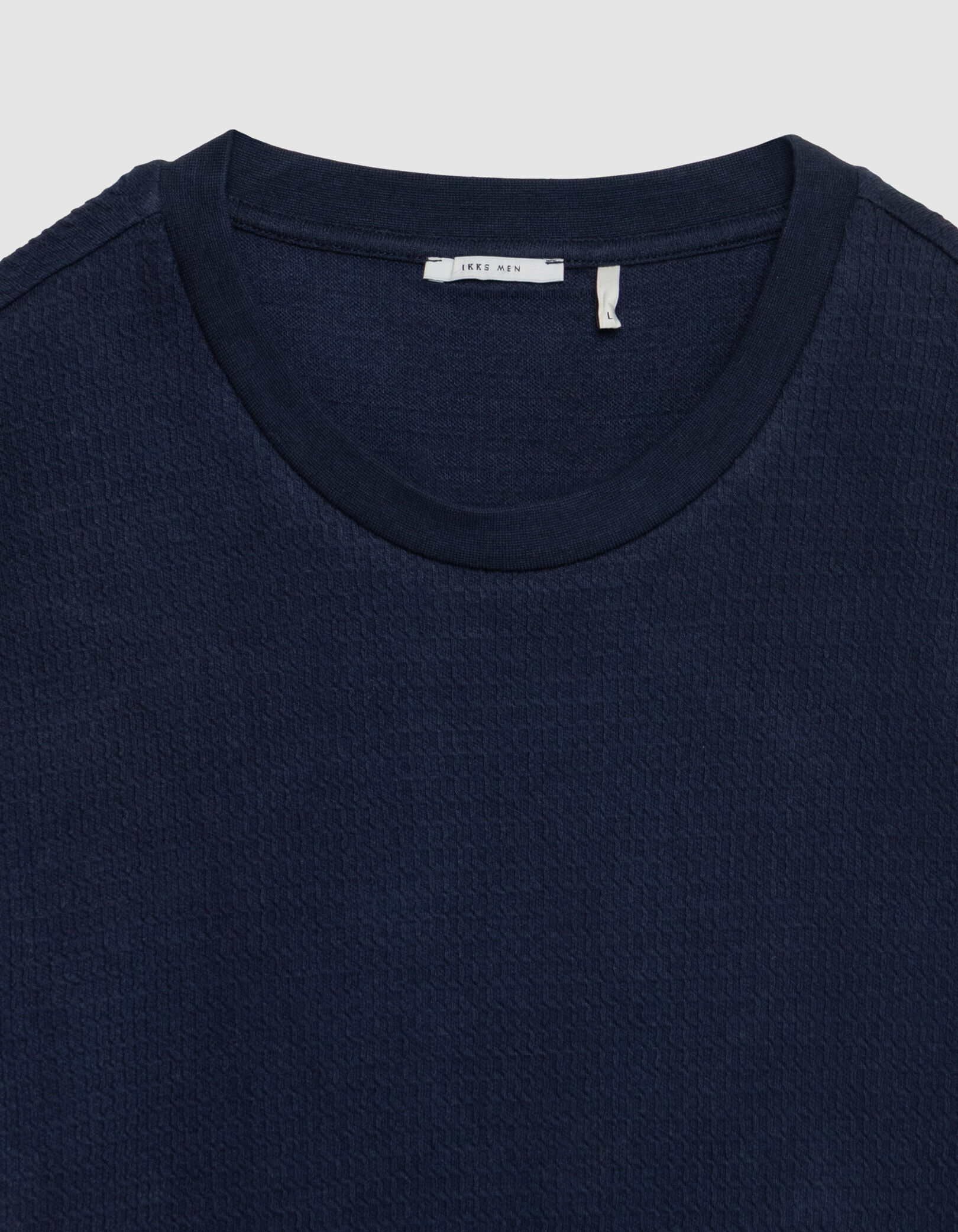 T-shirt col rond écru coton bio avec relief Homme