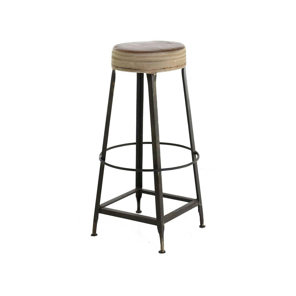 MONTECRISTO - Tabouret de bar en cuir vintage ii cuir marron